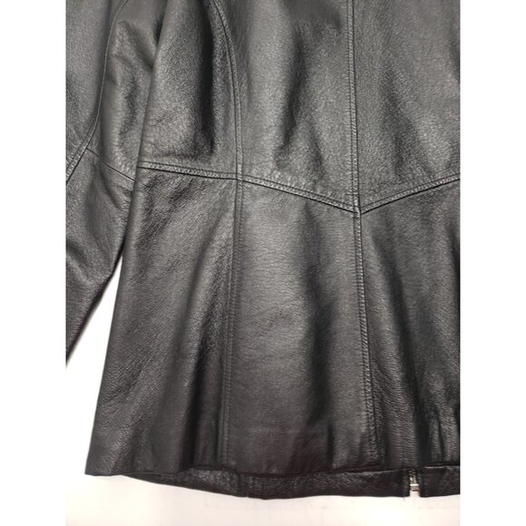 Jacqueline Ferrar Women’s Black Leather Mid-Length Timeless Classic Jacket Sz M - Picture 13 of 16